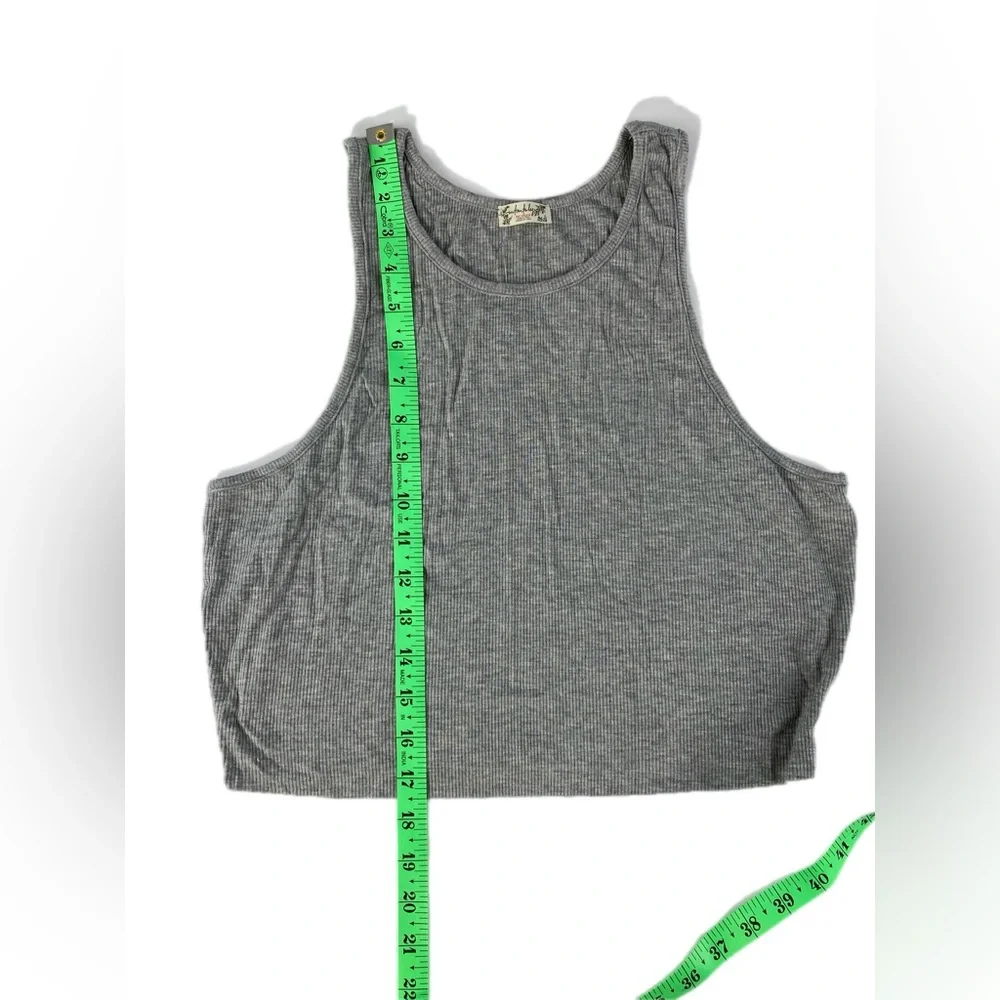 Free People High Neck Ribbed Crop Top Tank Top Heather Gray NWT XL - Picture 6 of 10
